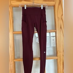 Lululemon Burgandy Fast and Free Leggings size 6